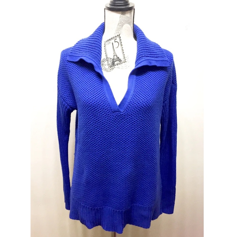 Ralph Lauren Women Pullover Sweater V- Neck Blue Small
